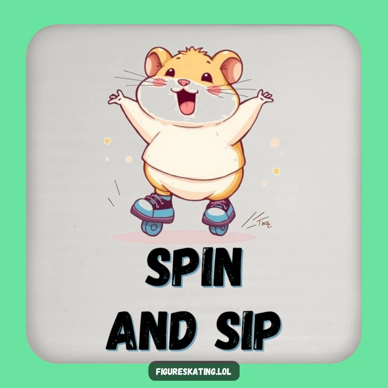 Funny Hamster Ice Skating Coasters: Protect Surfaces with Wobbly Charm!
