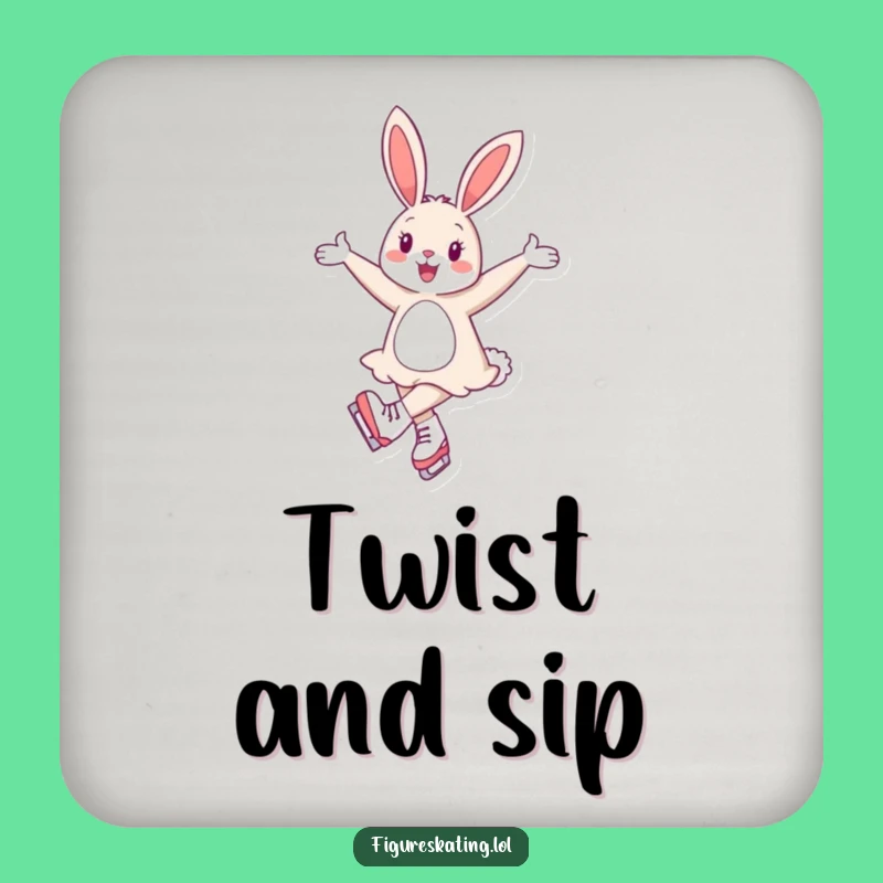 Funny Cheerful Bunny Ice Skating Coaster: Protect Surfaces Gracefully