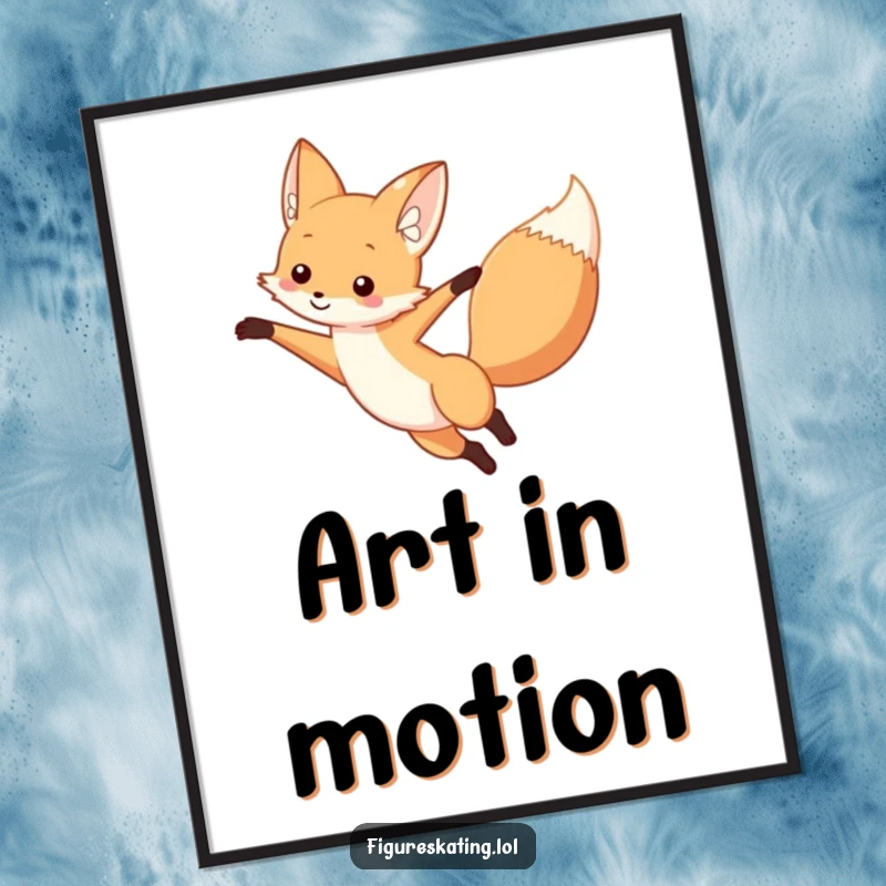Funny fox poster illustrating a curious fox in a stunning arabesque, arm extended, bringing elegant humor to any wall.