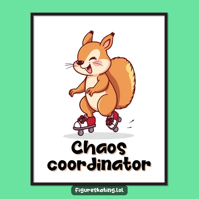 Funny Squirrel Ice Skating Poster: Hilarious Art for Your Walls.