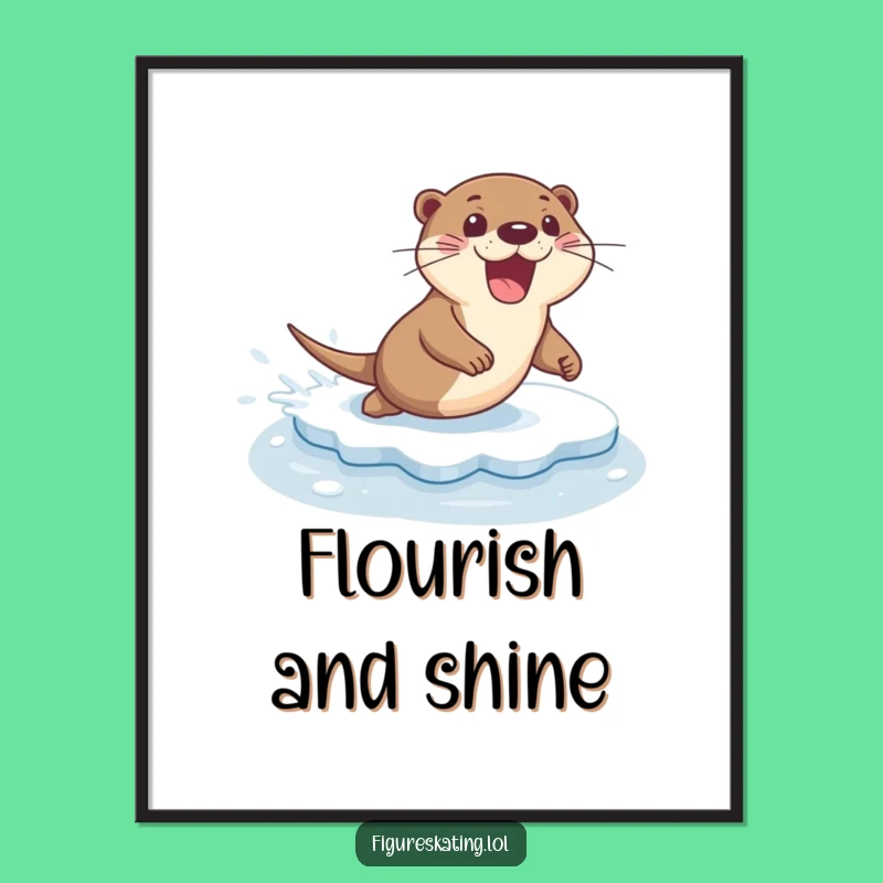 Funny Excited Otter Ice Sliding Poster: Decorate with Playful Flair!