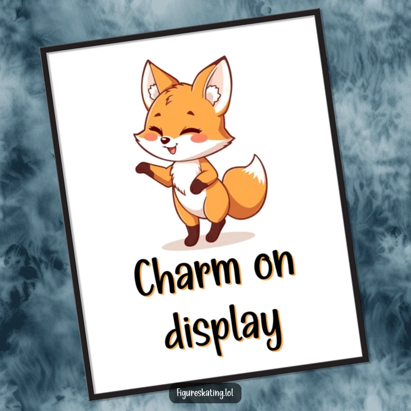 Funny fox poster capturing a playful fox in a pirouette with a wink, adding whimsical and humorous wall decor.