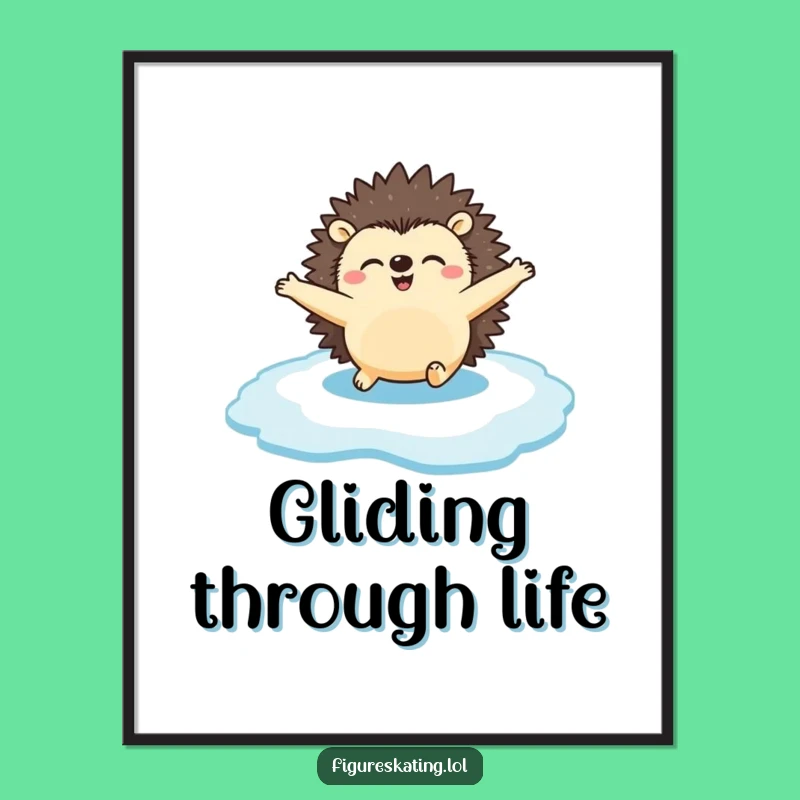 Funny Hedgehog Ice Poster: Hilarious Animal Art Gift for Winter Decor.