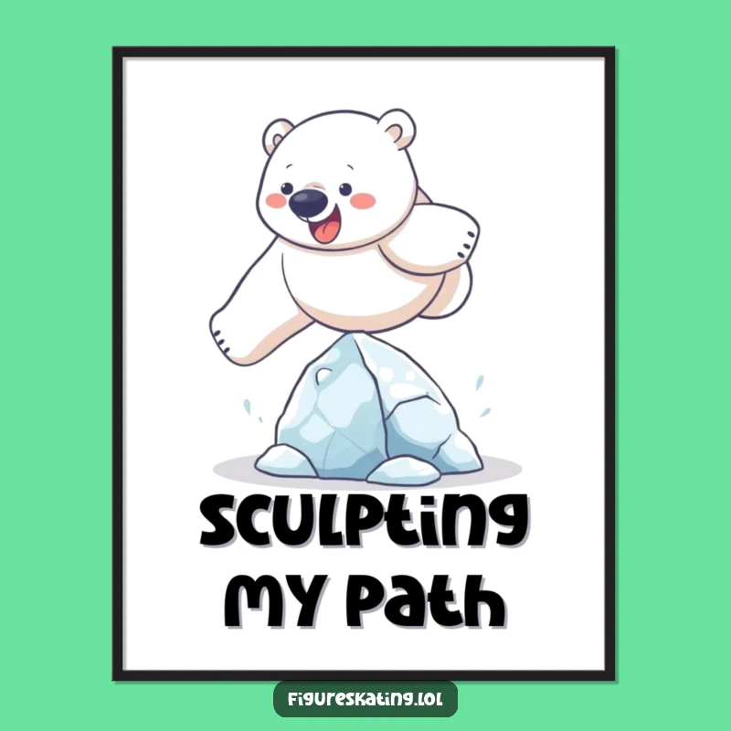 Funny Polar Bear Ice Sculpture Leap Poster: Wall Art for Humorous Home Decor