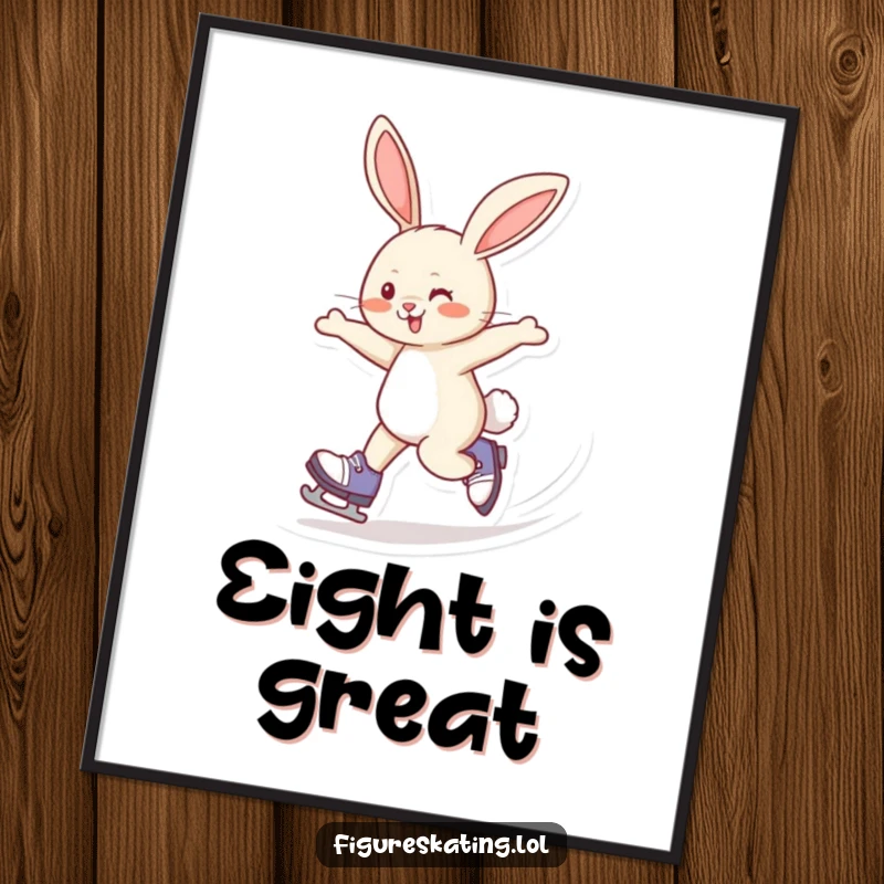 Funny Poster: A giggling rabbit skating rapidly in a figure eight, creating a dynamic and humorous piece of wall art.