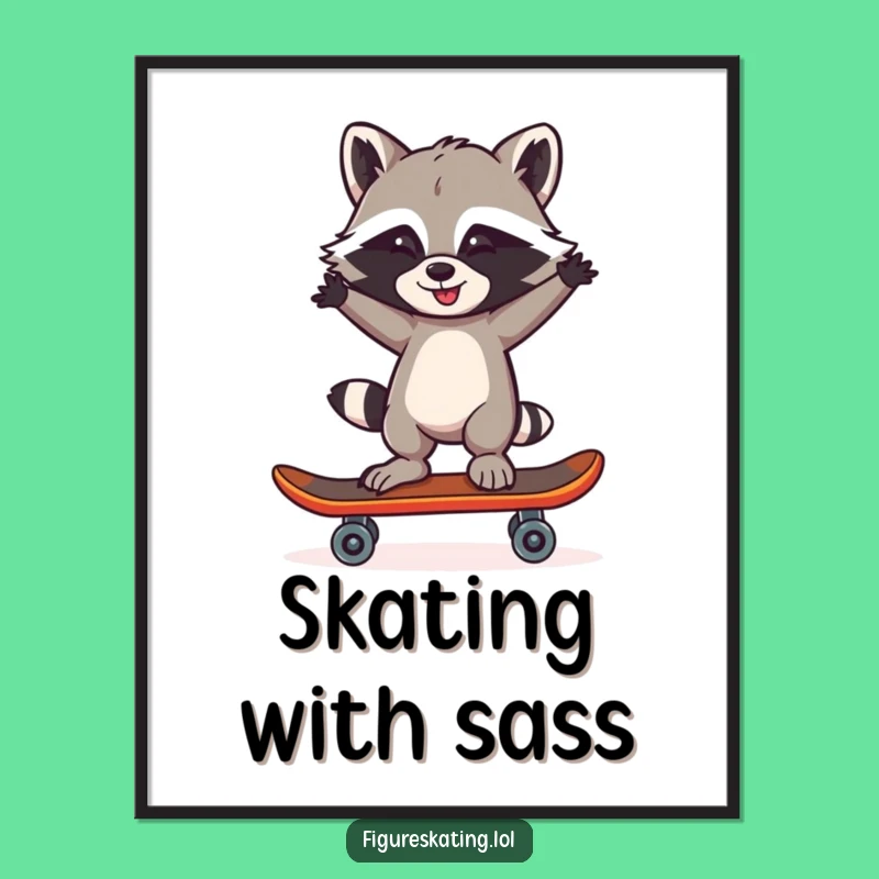Funny Raccoon Skater Poster: Hilarious Wall Art Gift