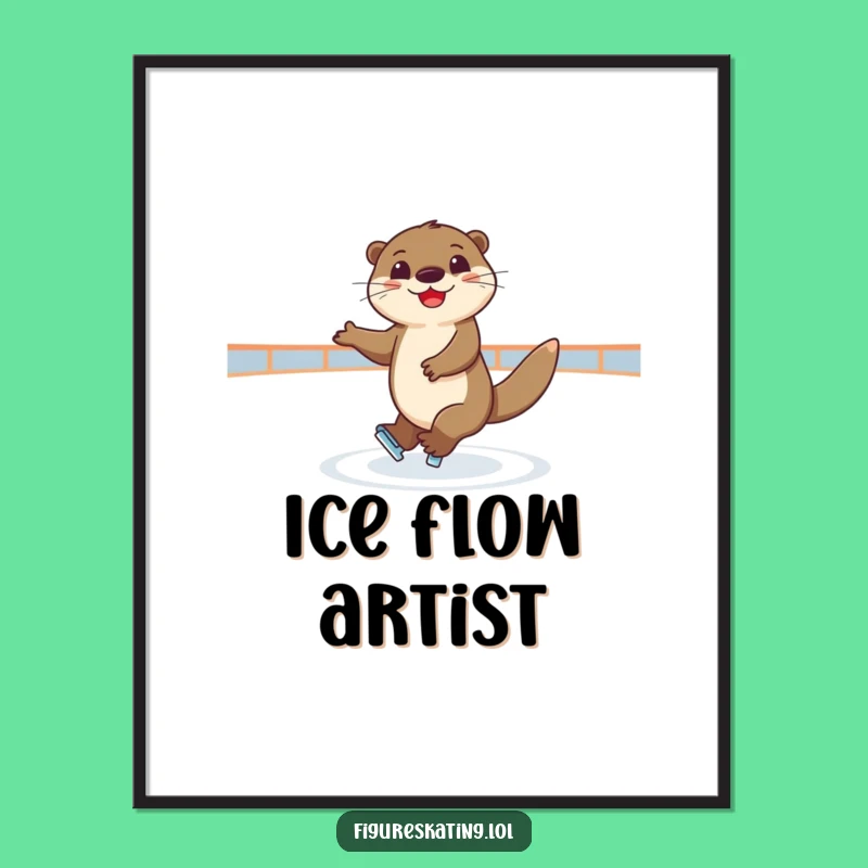 Funny Skating Otter Poster: Joyful Elegant Spinner, Graceful Funny Wall Art