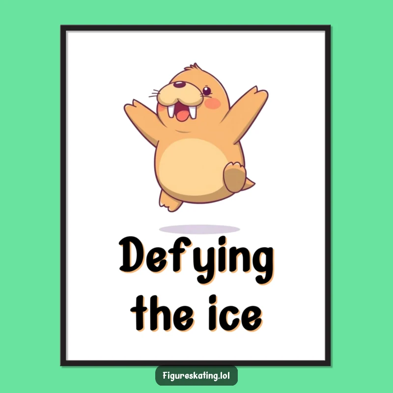 Funny Walrus Jump Poster - Joyful Arctic Wildlife Art