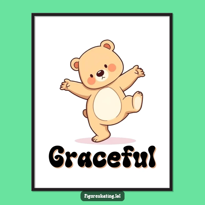 Funny Bear Cub Pirouette Poster: Whimsical Dance Art