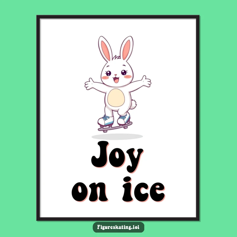Funny Skating Bunny Poster: Happy Gliding Hare, Joyful Funny Wall Art