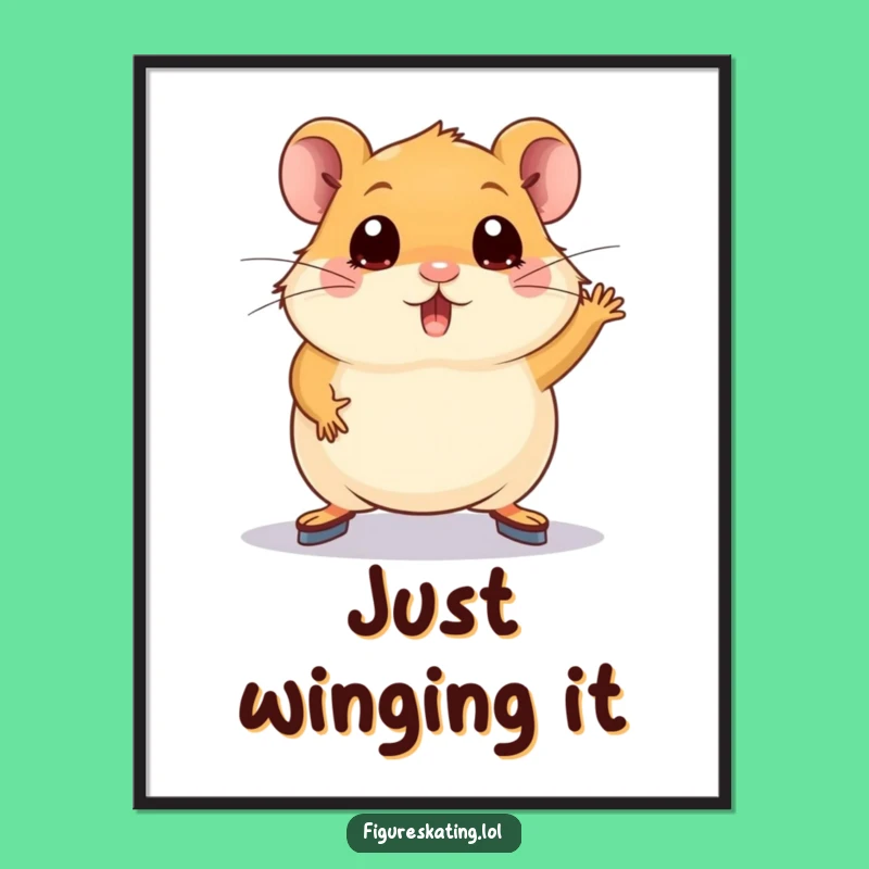 Funny Hamster Figure Skating Poster - Hilarious Art for Ice Skating Fans
