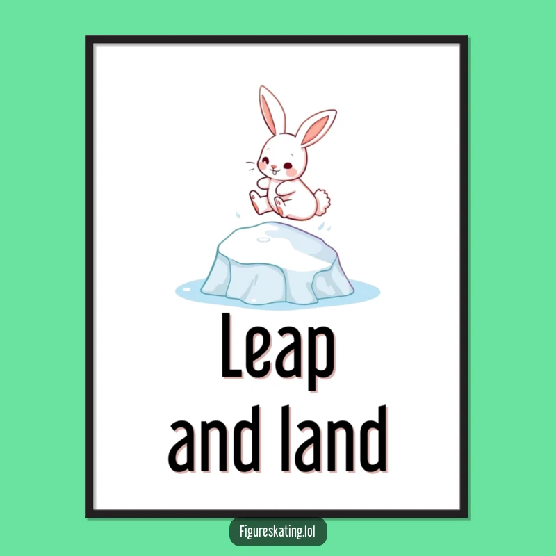 Funny Bunny Ice Leap Poster: Cheerful Wall Art for Playful Spaces