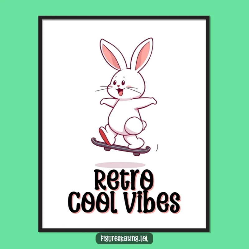 Funny Rabbit Skate Art Print a Joyful Wall Decor Piece