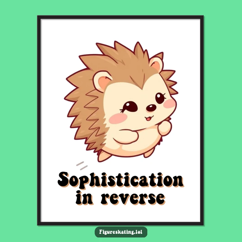 Funny Happy Hedgehog Backward Glide Poster - Cute Wall Art for Joyful Spaces