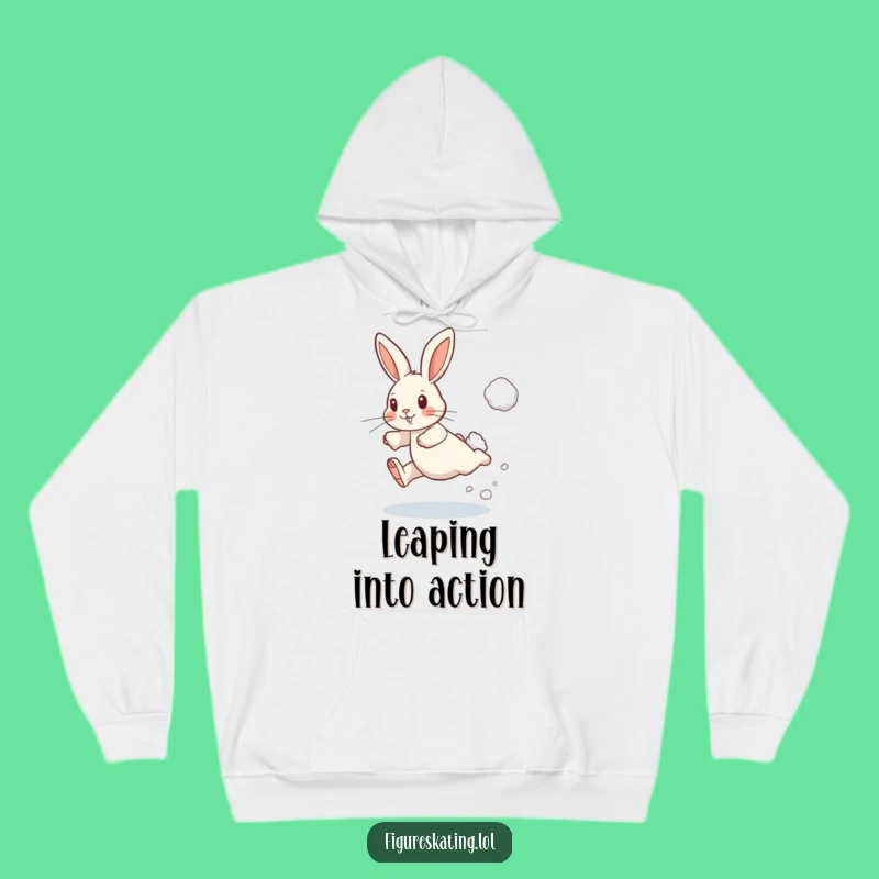Funny Determined Rabbit Leaping Hoodie - Warm Winter Gift for Cozy Fun