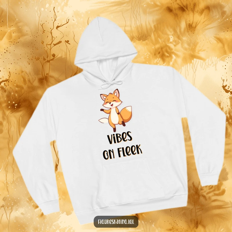 Funny hoodie showcasing a delighted fox with a wide smile, captured in a moment of graceful and joyous twirling.