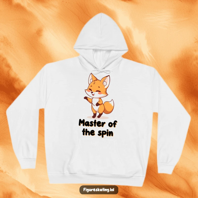 Funny fox hoodie depicting a playful fox doing a pirouette with a wink, offering warmth and a touch of whimsical fun.