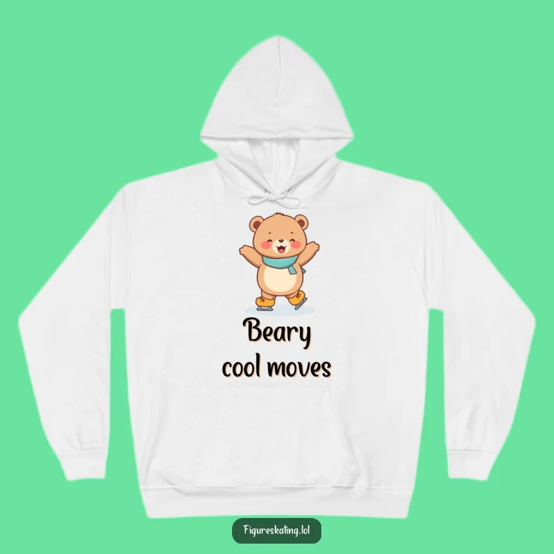 Funny Ice Skating Bear Hoodie: Cozy Cub Sweatshirt for Humorous Warmth