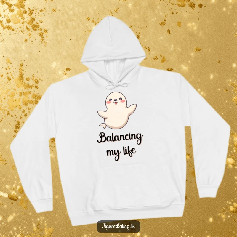 Funny hoodie with a happy seal spinning gracefully on one flipper, offering warmth, comfort, and a touch of aquatic entertainment.