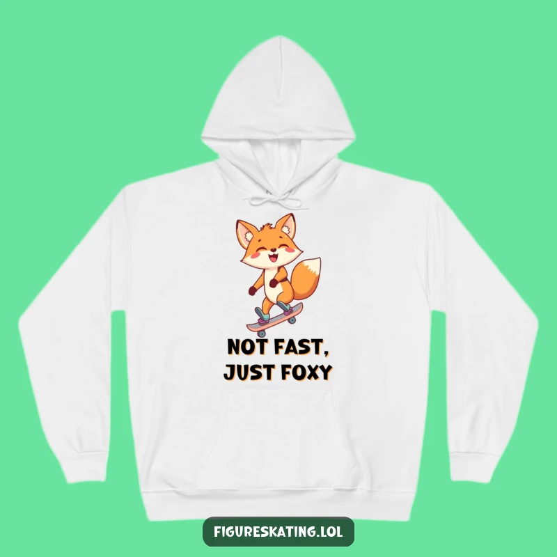 Funny Fox Skating Hoodie - Cozy Backward Skating Cartoon Character Sweatshirt