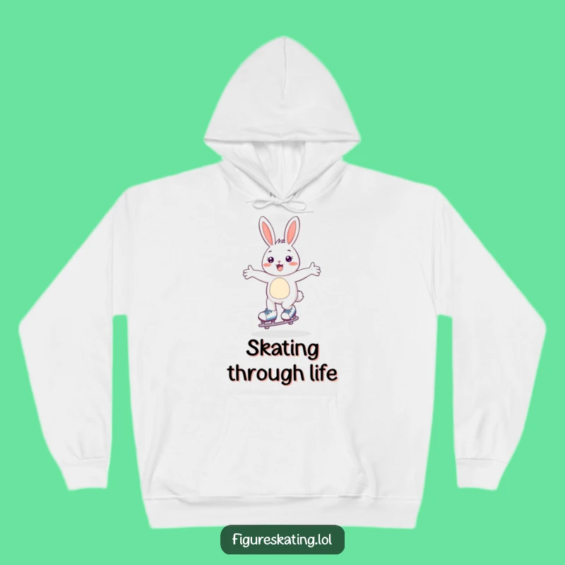 Funny Skating Bunny Hoodie: Happy Gliding Hare, Cozy Funny Gift for Winter