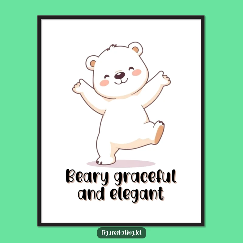 Free Printable Polar Bear Arabesque Wall Art: Funny Ballet Downloadable Art Gift