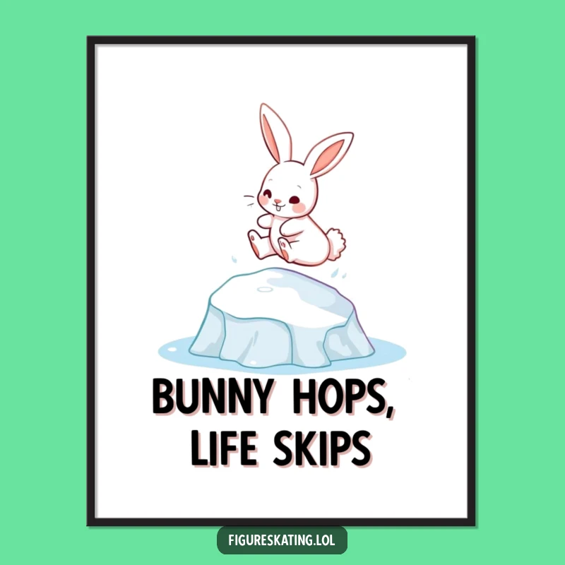Funny Free Printable Wall Art: Bunny Ice Leap - Dynamic Downloadable Decor