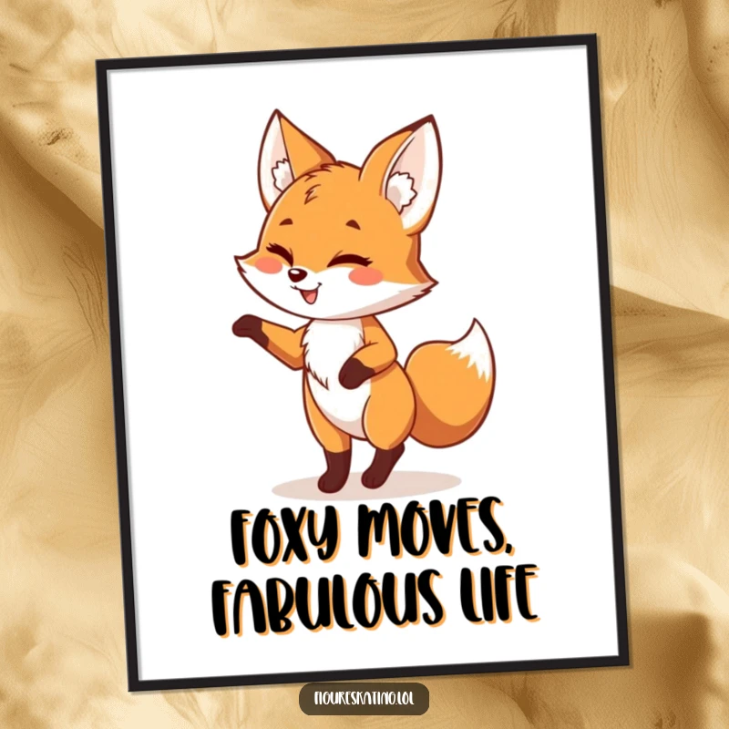 Funny Free Printable wall art captures a playful fox in a delightful pirouette, complete with a mischievous wink, adding whimsy.