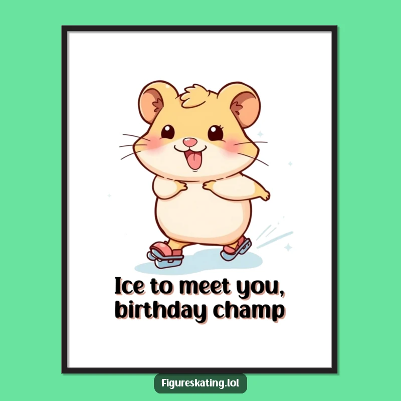 Free Printable Wall Art: Happy Skating Hamster, Funny Downloadable Decor