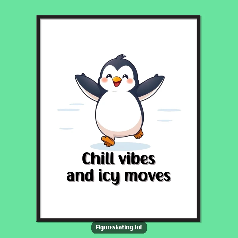Free Printable Wall Art: Joyful Penguin Glide, Humorous Downloadable Decor Gift