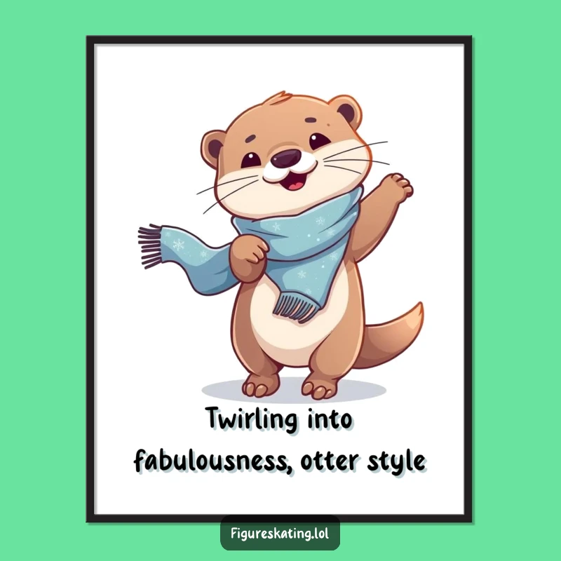 Free Printable Wall Art: Playful Otter Twirling Funny Downloadable Decor