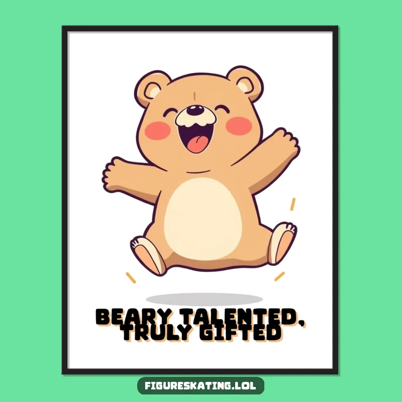 Funny Free Printable Bear Wall Art: Energetic Triple Jump Downloadable Decor for Your Home