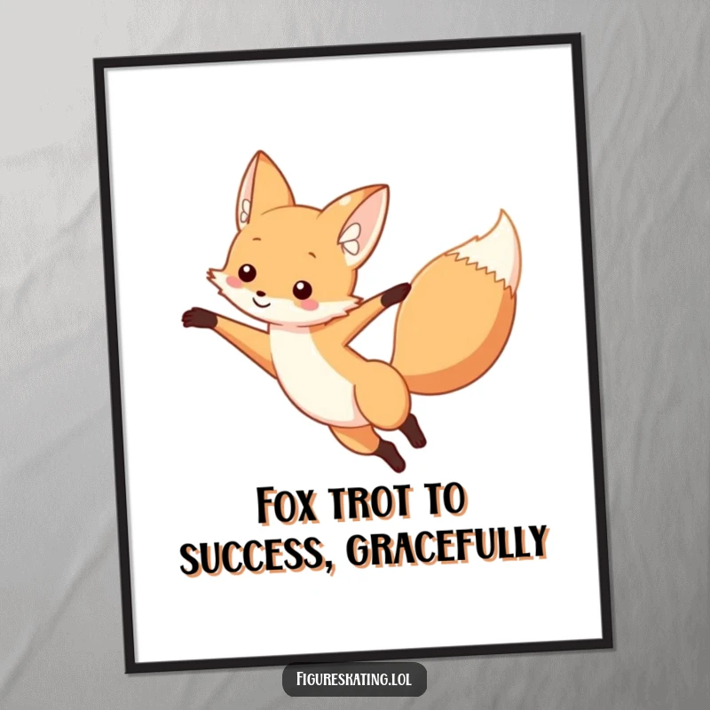 Funny Free Printable Wall Art: A curious fox striking a beautiful arabesque pose with a gracefully extended arm.