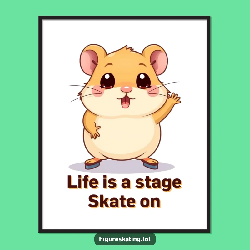 Funny Free Printable Wall Art: Hamster Figure Skating Fail - Hilarious Downloadable Decor
