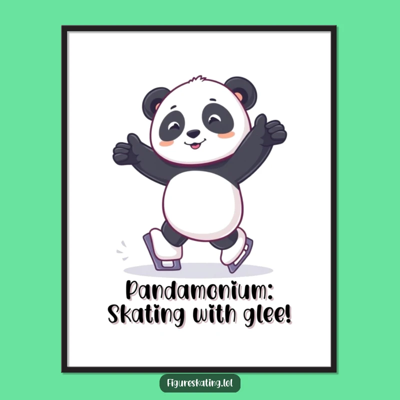 Funny Free Printable Wall Art: Joyful Panda Skater - Downloadable Decor