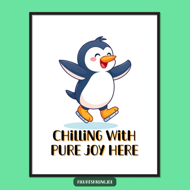 Funny Free Printable Wall Art: Penguin Skater Decor, Hilarious Downloadable Gift!