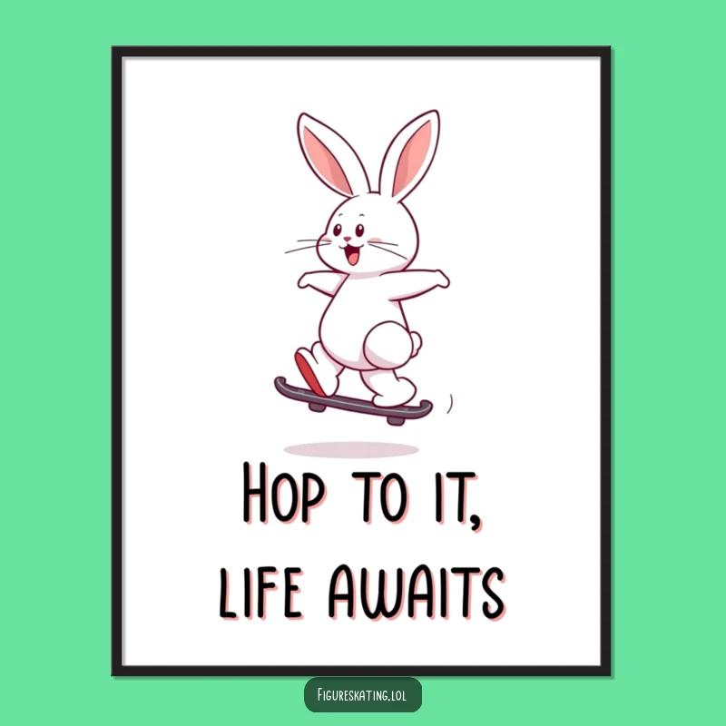 Funny Free Printable Wall Art: Playful Skating Rabbit Decor for Fun Spaces!