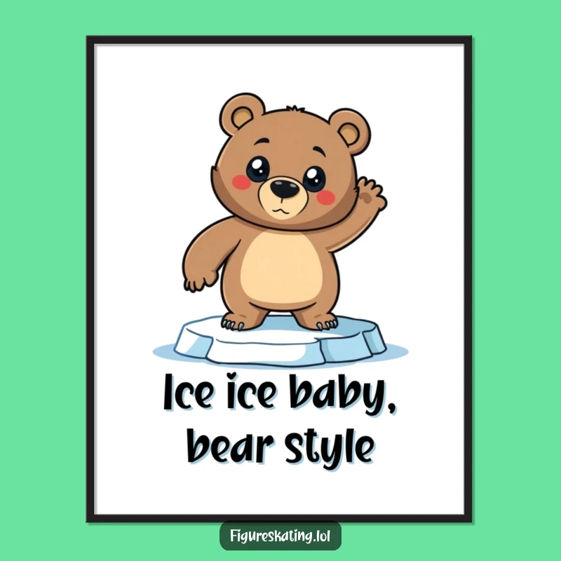 Funny Printable Wall Art: Free Downloadable Bear Ice Pose - Hilarious Home Decor!
