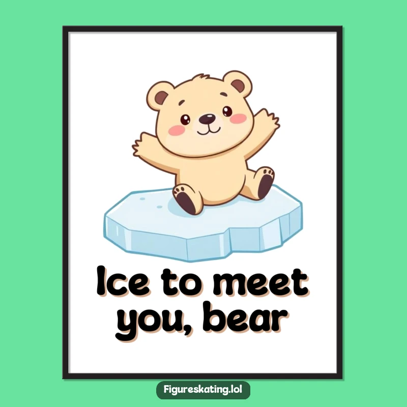 Free Printable Bear Cub Ice Skating Wall Art - Funny Downloadable Decor