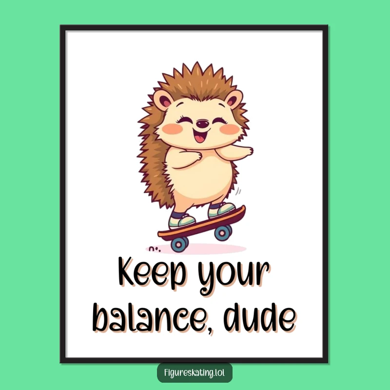 Free Printable Hedgehog Wall Art: Hilarious Skating Art for Quirky Decor