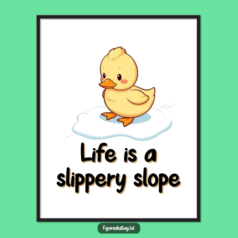 Funny Free Printable Wall Art: Wobbly Duckling Ice Skating Fun - Downloadable Decor