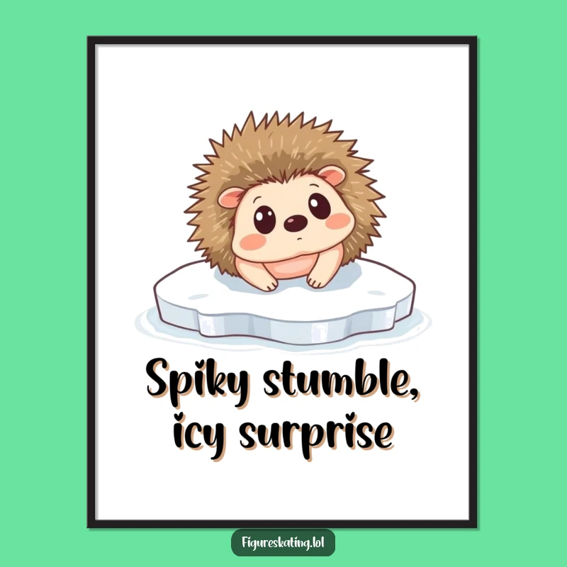 Funny Free Printable Hedgehog Ice Slip Wall Art: Downloadable Home Decor Gift