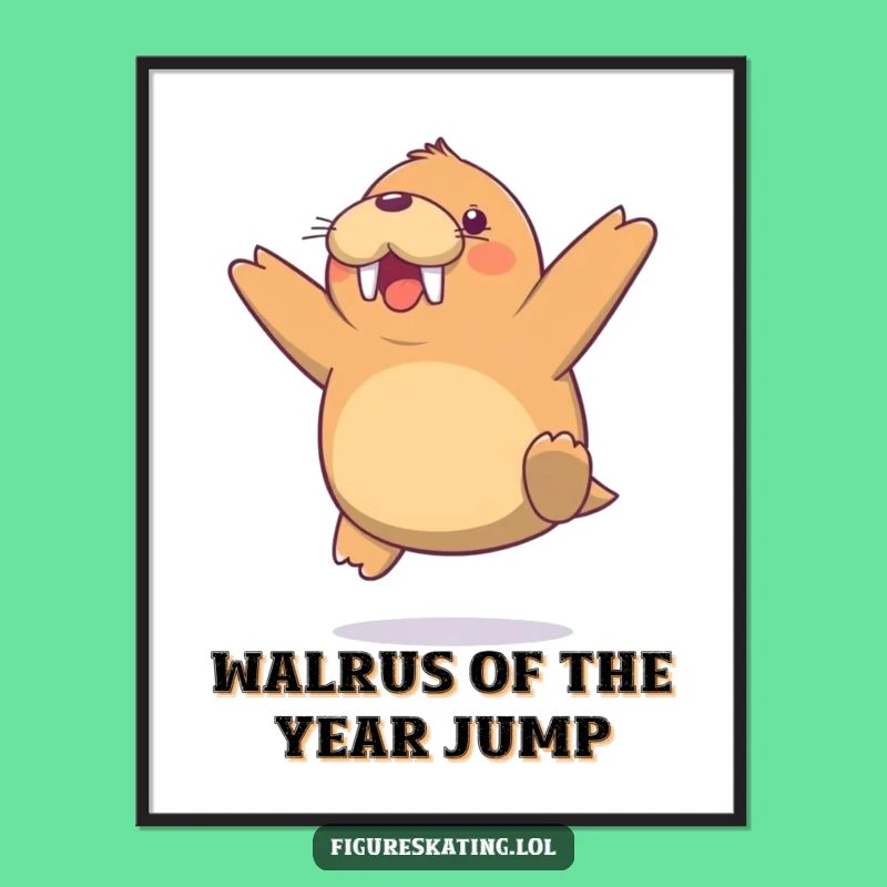 Free Printable Walrus Jump Wall Art - Funny Downloadable Arctic Decor