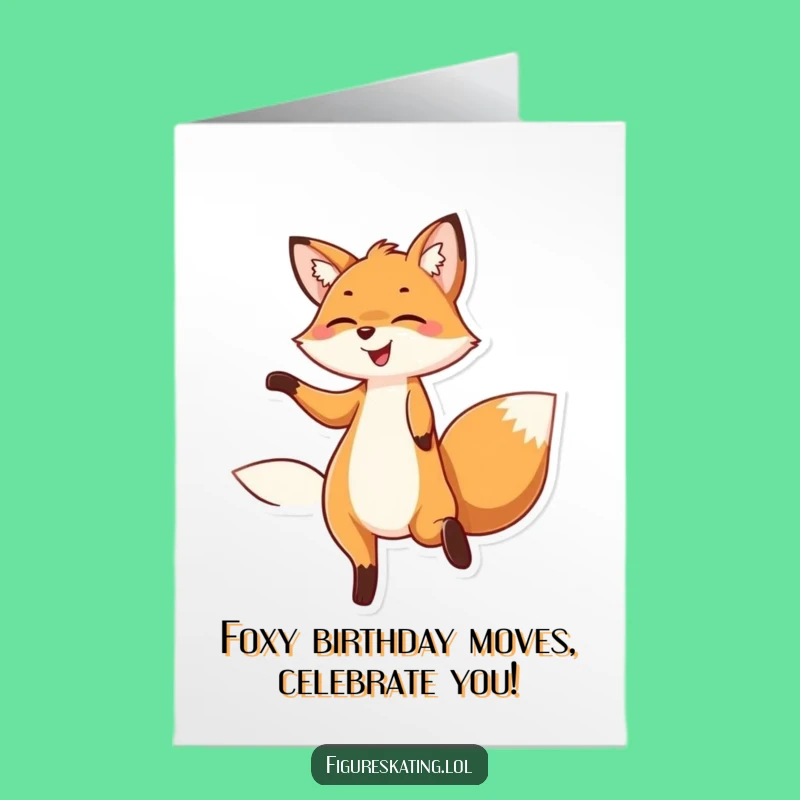 Free Printable Birthday Card: Funny Twirling Fox for a Joyful Celebration