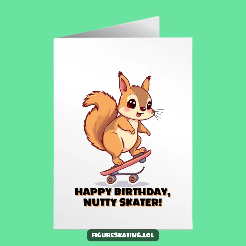 Free Printable Birthday Card: Surprised Squirrel Skater - Funny Downloadable Gift