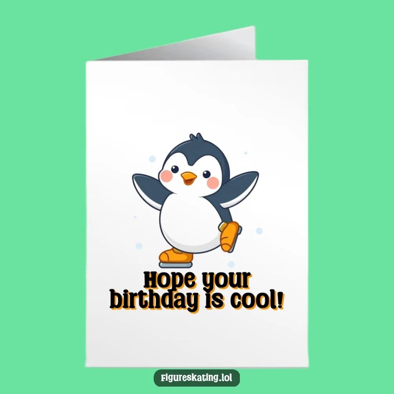 Free Printable Happy Penguin Birthday Card: Funny Skating Downloadable Gift