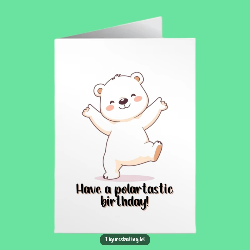 Free Printable Polar Bear Arabesque Birthday Card: Funny Ballet Downloadable Gift