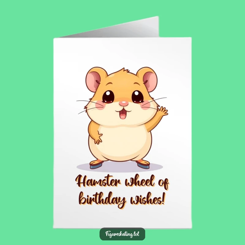 Funny Free Printable Birthday Card: Hamster Figure Skating Disaster - Hilarious Downloadable Gift