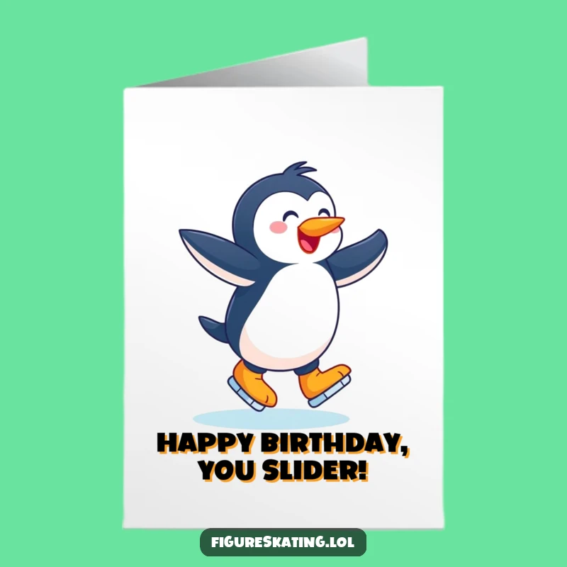 Free Printable Birthday Card: Joyful Penguin Skater, Hilarious Downloadable Gift!