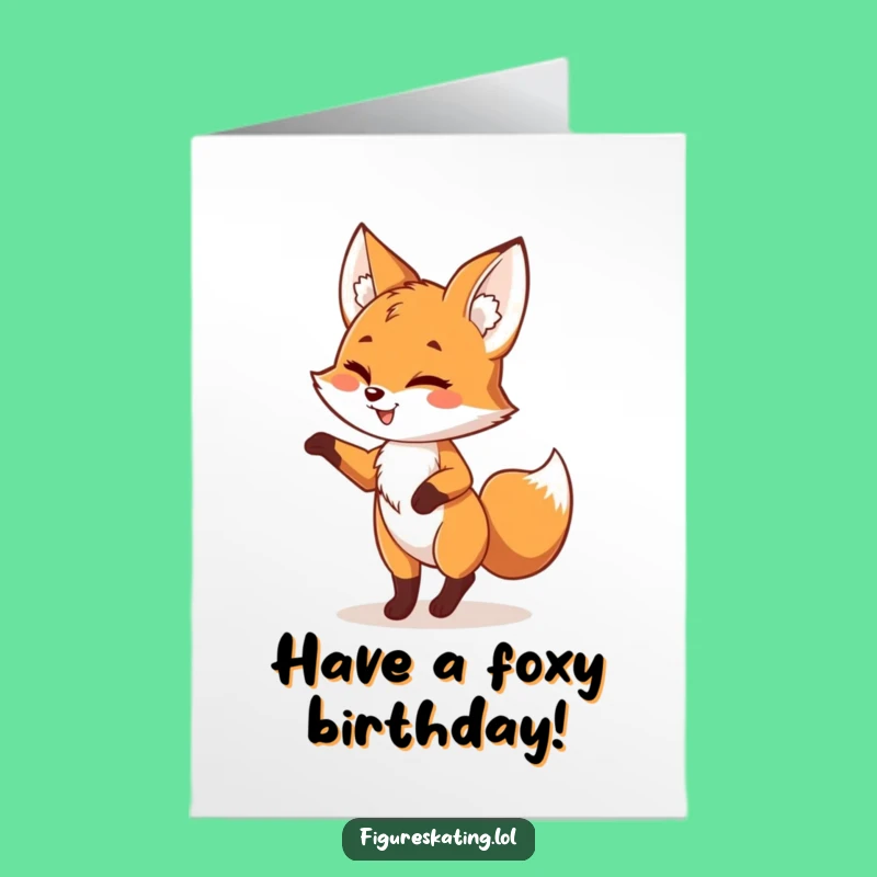 Free Printable Birthday Card: Playful Fox Pirouette Funny Downloadable Gift